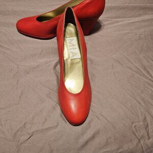 Mia Red Leather Pumps